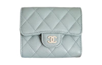 CHANEL Grained Calfskin Wallet Small Size Women's Light Gray
