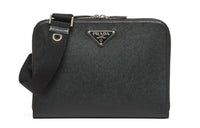 PRADA Saffiano Leather Shoulder Bag Crossbody Bag Men's Black