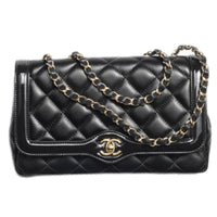 CHANEL Lambskin Handheld Shoulder Bag Women's Black