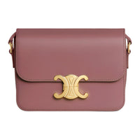 CELINE Triomphe Calfskin Shoulder Bag, Crossbody Bag Women's Dry Rose