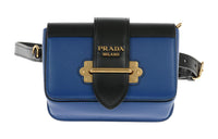 PRADA Cahier Calfskin One Shoulder Crossbody Fanny Pack Women's Blue