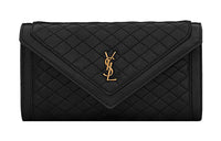 SAINT LAURENT GABY Quilting Lambskin Wallet Large Size Women's Black