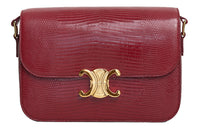 CELINE Triomphe Lizard Leather Crossbody Bag Women's Light Burgundy Red