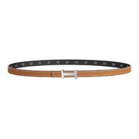 HERMES Calfskin Leather Belts Unisex Black/Gold Width 1.3cm
