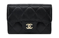 CHANEL Calfskin Coin Purses Key Pouches Women's Black