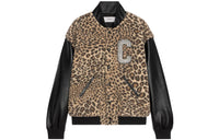 CELINE Crystal Embellished Leopard Print Bomber Jacket