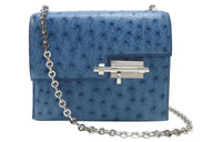 HERMES Verrou Ostrich Leather Handgun Bag Shoulder Bag Crossbody Bag Regular Women's R2 Blue Agate