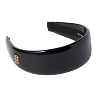 MIU MIU Metal Lambskin Headbands Unisex Black