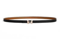 HERMES Swift And Epsom Calfskin Leather Belts Women's Black Width 1.3cm