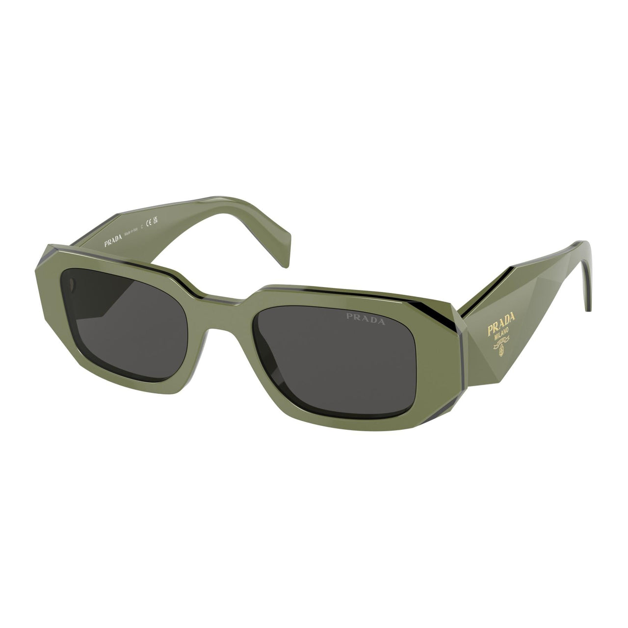 PRADA Acetate Rectangular Sunglasses Women's Green/Black