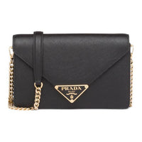 PRADA Saffiano Leather Shoulder Bag Women's Black