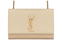 SAINT LAURENT KATE Leather Crossbody Bag, Shoulder Bag Trumpets Women's Light Ivory White