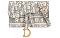 DIOR Embroidered Leather Saddle Bag Handheld Shoulder Bag Crossbody Bag Regular Women's Gray