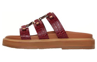 CELINE Slip Resistant Slide Slippers Women's Burgundy