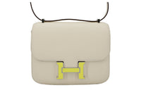 HERMES Constance Epsom Leather Shoulder Bag, Crossbody Bag Mini Women's Cream White/Yellow
