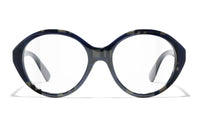 CHANEL Acetate Oval Eyeglass Frames Men's Black