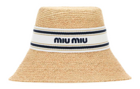 MIU MIU Raffia Bucket Hats Women's Beige