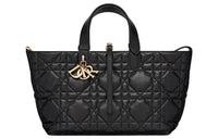 DIOR Cow Leather Handbag Medium Size Women's Black