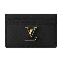 LOUIS VUITTON Capucines Leather CapSin Card Holder Women's Black