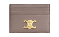 CELINE Triomphe Shiny Calfskin Card Holder Regular Women's Gravel Gray