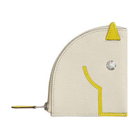 HERMES Paddock Mysore Goat Skin Coin Purse Regular Women's White & Yellow