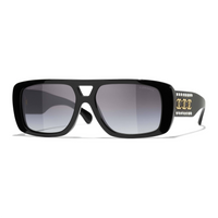 CHANEL Acetate Rhinestone Square Sunglasses Unisex Black