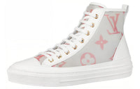 LOUIS VUITTON Stellar Zip Up Ankle Sneakers 'White Grey With Pink Monogram' Women's