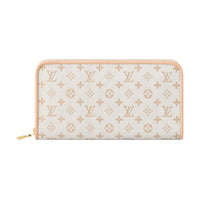 LOUIS VUITTON Leather Trim Wallet Women's White & Light Brown