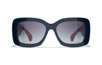 CHANEL Acetate Irregular Shape Sunglasses Women's Black