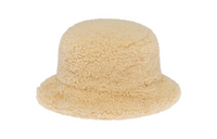 MIU MIU Polyester Acetate Sheepskin Leather And Fur Bucket Hats Women's Beige