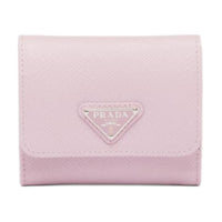PRADA Triangle Leather Wallet Women's Pink