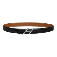 HERMES Epsom Calfskin Leather Belts Women's Black/Gold Width 2.4cm