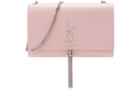 SAINT LAURENT Smooth Leather Chain Bag Tassel Bag Shoulder Bag Medium Size Women's Light Pink