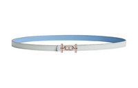 HERMES Rose Gold Buckle Epsom Calfskin Double-Sided Leather Women's Light Blue Width: 1.3cm