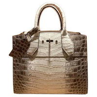 LOUIS VUITTON CITY STEAMER Crocodile Leather Handbag Women's White Black
