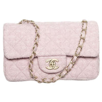 CHANEL Wool Twill Velvet Shoulder Bag Crossbody Bag Mini Women's Pink