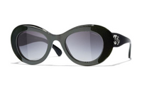 CHANEL Oval Sunglasses Women's Black