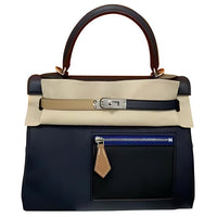 HERMES Kelly Swift Leather Kelly Bag Handbags Women's Marine Blue