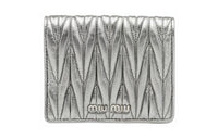 MIU MIU Leather Wallet Unisex Silver