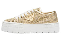 PRADA Low Top Stylish Skateboarding Shoes Women's Gold