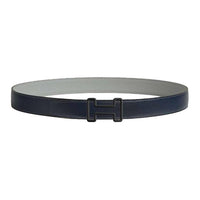 HERMES Calfskin Stainless Steel Rubber Leather Belts Men's Blue Width: 3.2CM
