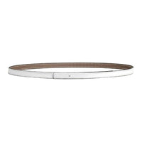 HERMES Focus Logo Emblem Leather Belts Unisex White/Light Umber Width 1.3cm