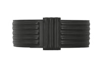 SAINT LAURENT Badge Stripes Detail Leather Belts Women's Black Width 9CM