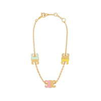 CELINE Enamel Brass Bracelets Women's Gold