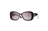 CHANEL Acetate Square Sunglasses Women's Burgundy