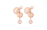 DIOR Metal Faux Crystal Resin Earrings Women's Pink