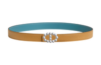 HERMES Leather Belts Women's Denim Blue/Cookie
