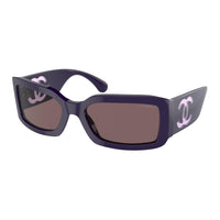 CHANEL Plastic Square Sunglasses Women's Purple