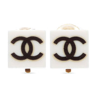CHANEL 1990 Cc Squared Clip-on Earrings