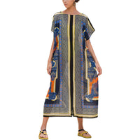 HERMES Short-Sleeved Dresses Women's Blue